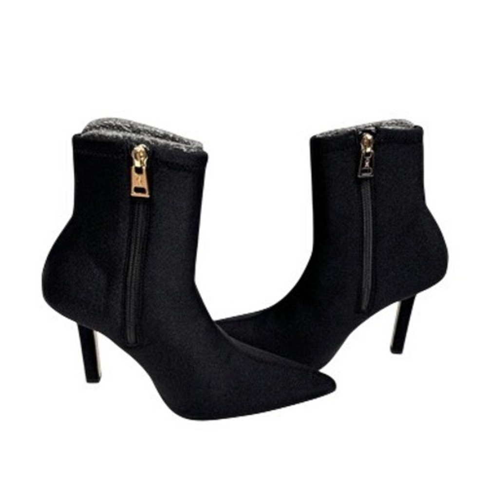 Good American Cinder-Ella Black Scuba Pointed Toe Stiletto Bootie Size 5.5 NEW - Picture 5 of 9